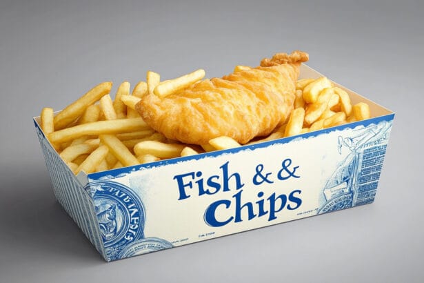 Custom Fish And Chips Boxes Matte Laminated