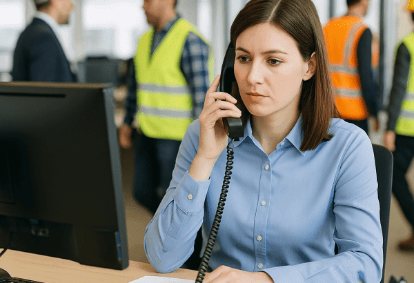 office-admin-assistant-coordinating-contractor-accommodation