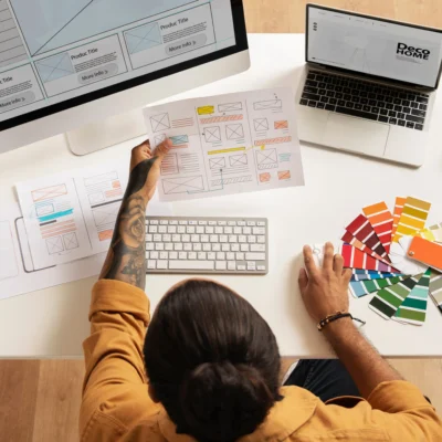 top-view-man-working-desk